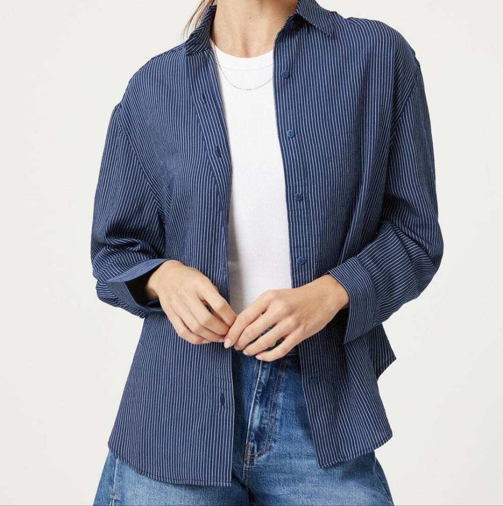 Mavi Blue Long Sleeve Button Down Shirt
